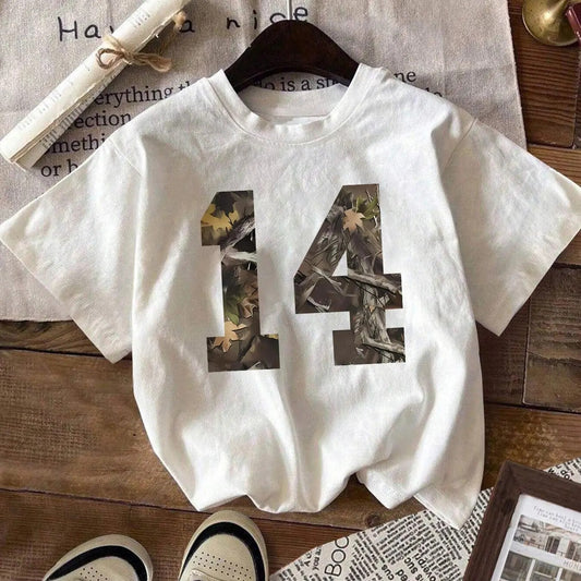 Women's Camo Print Round Neck Graphic Tee, Vintage Trendy Casual Short Sleeve T-shirt for Daily Wear, Ladies All Seasons Outfit