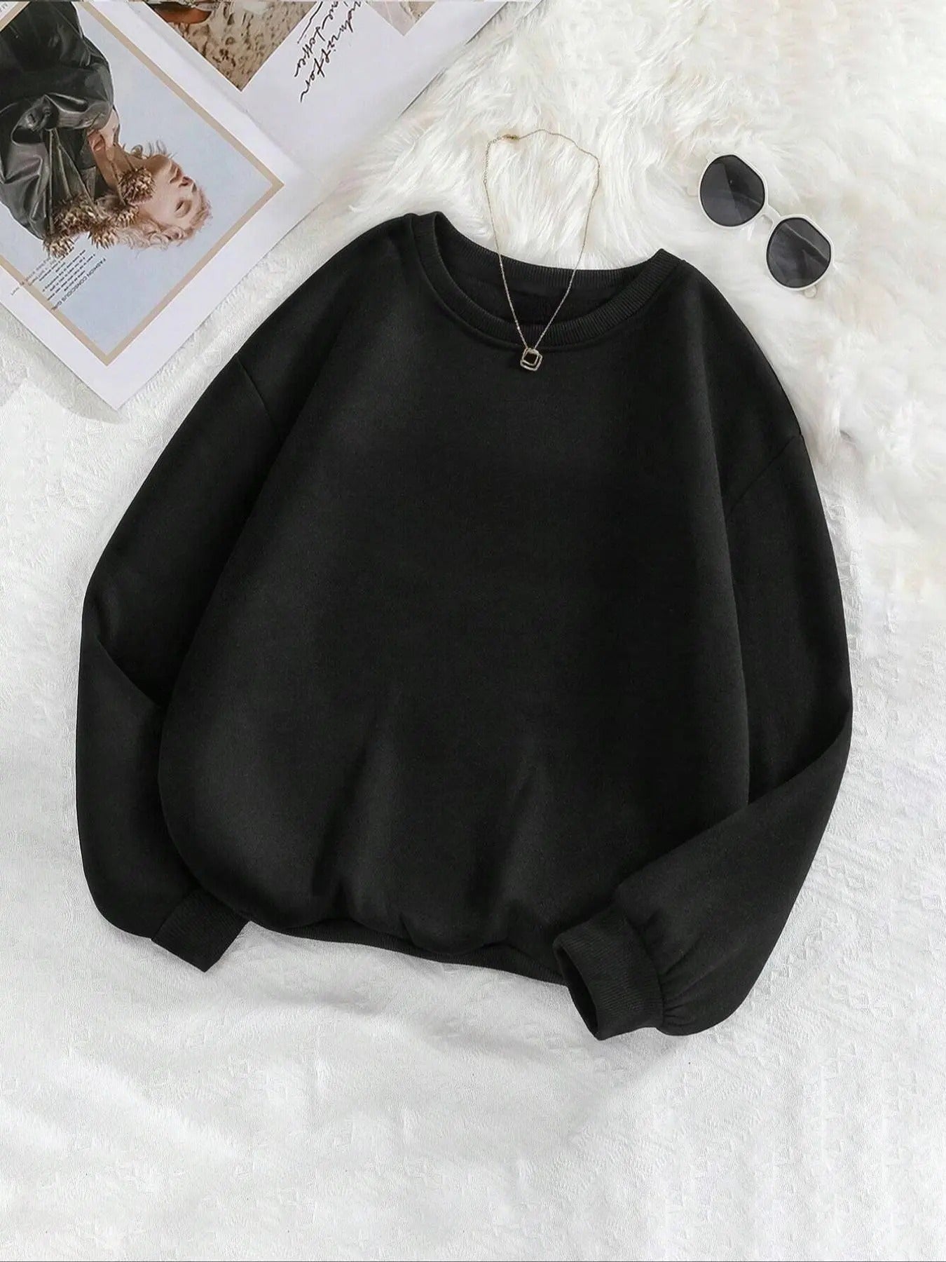 Women's Christmas Letter Print Drop Shoulder Sweatshirt, Casual Long Sleeve Round Neck Pullover for Daily Wear, Ladies Fall & Winter Clothes