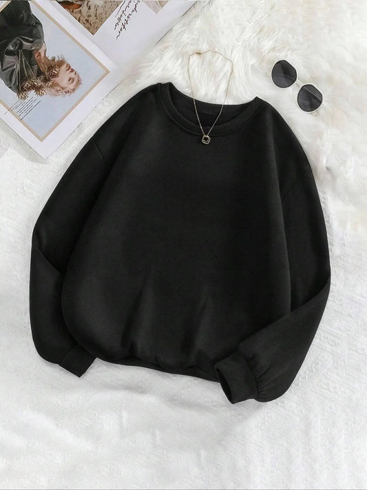 Women's Christmas Letter Print Drop Shoulder Sweatshirt, Casual Long Sleeve Round Neck Pullover for Daily Wear, Ladies Fall & Winter Clothes