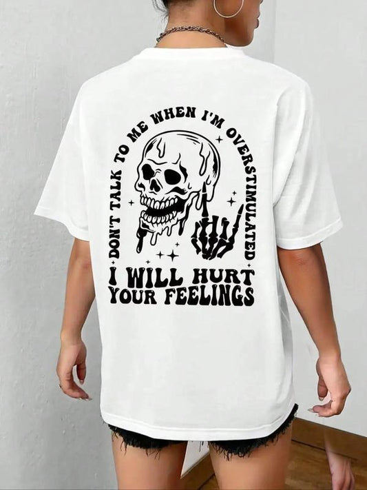 Women's Graphic Drop Shoulder Tee, Streetwear Letter Print Half Sleeve T-shirt for Summer, Graphic Tees, Summer Clothes Women, Going Out Tops, Ladies Clothes for Daily Wear