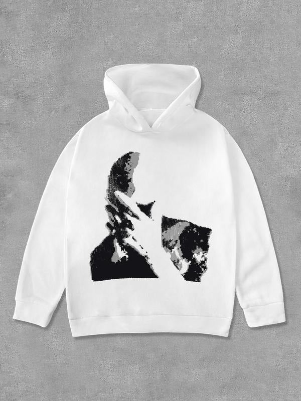 Women's Graphic Print Drop Shoulder Hoodie, Fashion Casual Long Sleeve Hooded Sweatshirt for Daily Holiday Outdoor Wear, Women Clothes for Fall & Winter