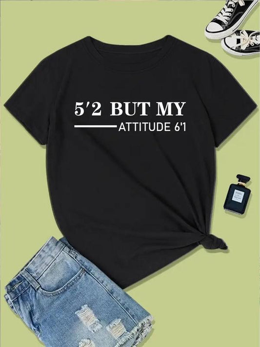 Women's Letter & Figure Print Short Sleeve Tee, Graphic Tees, Casual Graphic Round Neck T-Shirt for Daily Wear, Ladies Clothes for All Seasons