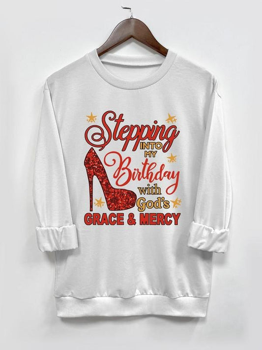 Women's Letter & Star Print Round Neck Pullover, Fashion Casual Crew Neck Long Sleeve Sweatshirt for Daily Holiday Outdoor Wear, Women Clothing for Fall & Winter