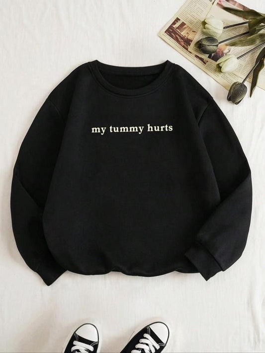 Women's Letter Graphic Print Round Neck Sweatshirt, Casual Long Sleeve Crew Neck Pullover For Fall & Winter, Women's Clothes For Daily Wear