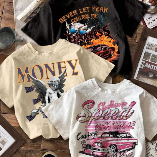 Women's Letter Graphic Print Round Neck Tee, Fashion Casual Drop Shoulder Short Sleeve T-shirt, Ladies Summer Clothes for Daily Wear