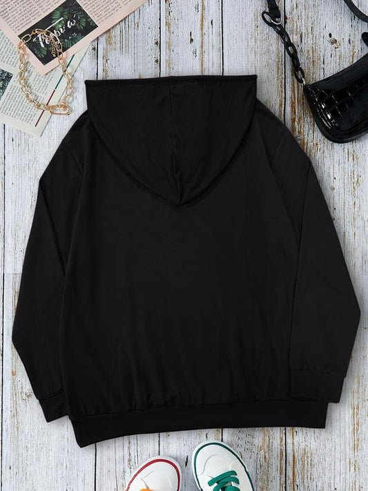 Women's Letter Print Drawstring Pocket Hoodie, Casual Long Sleeve Hooded Sweatshirt for Fall & Winter, Women's Clothes for Daily Wear