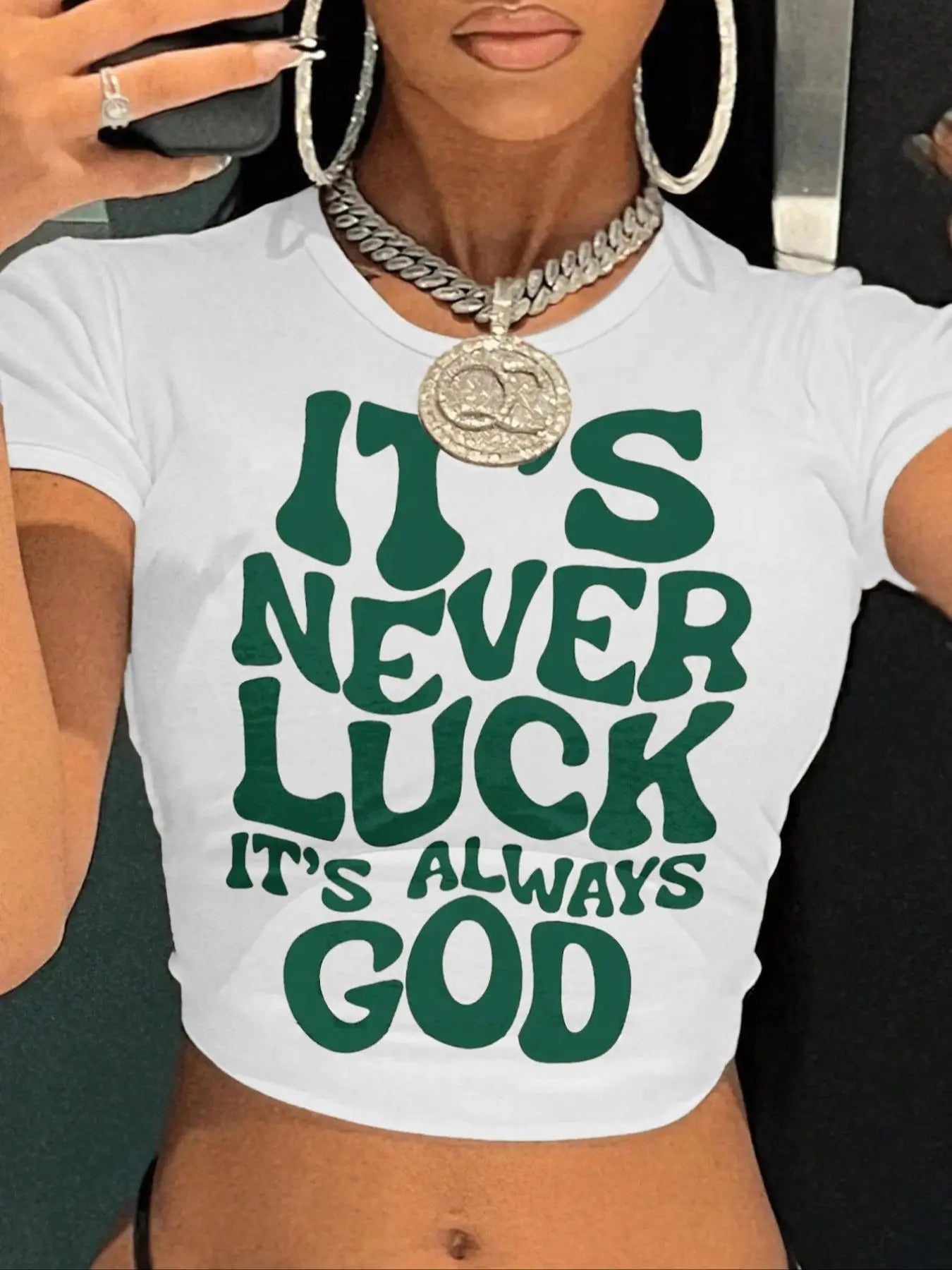 Women's Letter Print Round Neck Crop Tee, Casual Short Sleeve Crew Neck T-shirt for Summer, Fashion Women's Top for Daily Wear