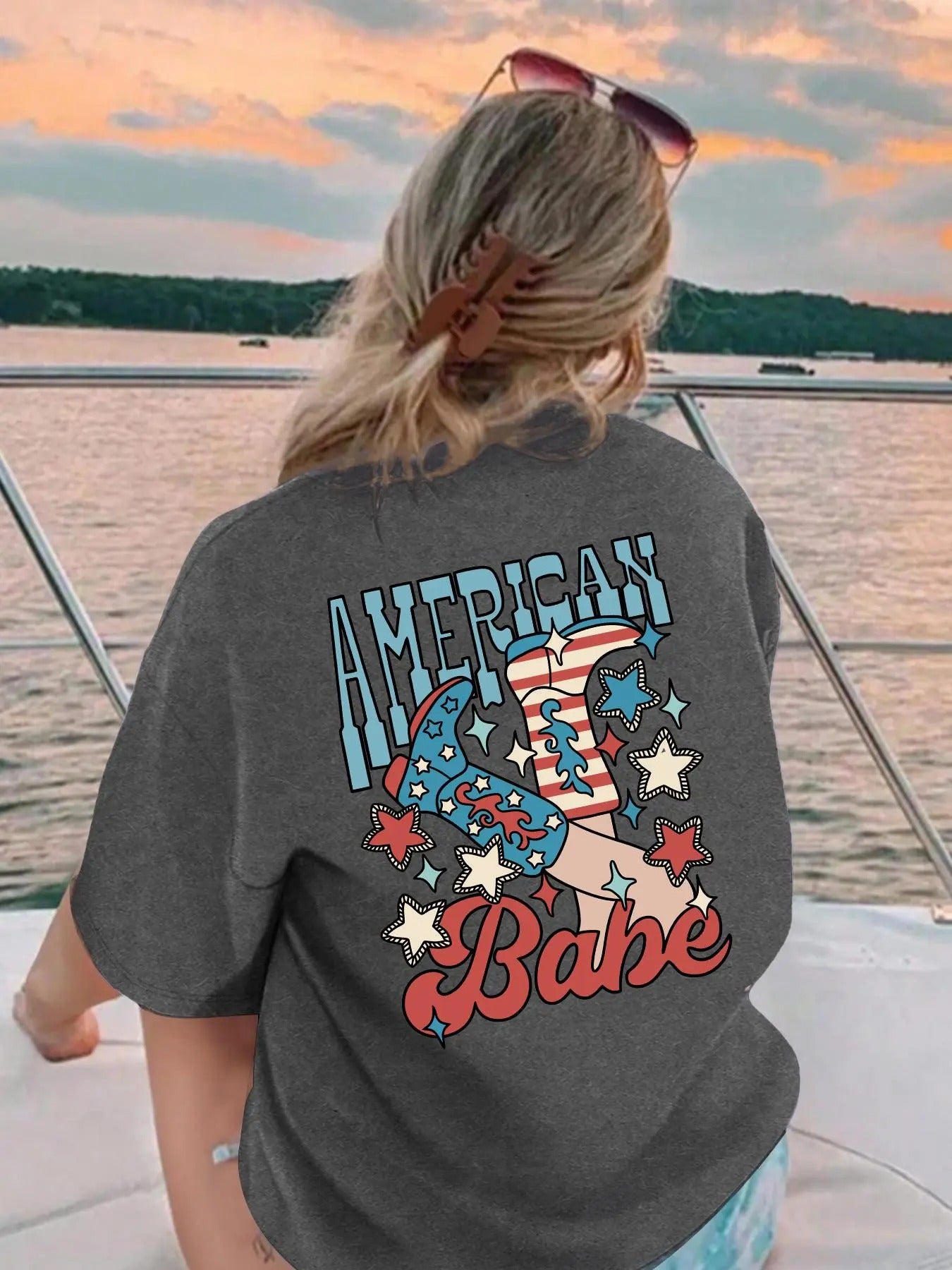 Women's Letter Print Round Neck Graphic Tee, Vintage Trendy Casual Short Sleeve T-shirt for Daily Wear, Ladies Summer Tops