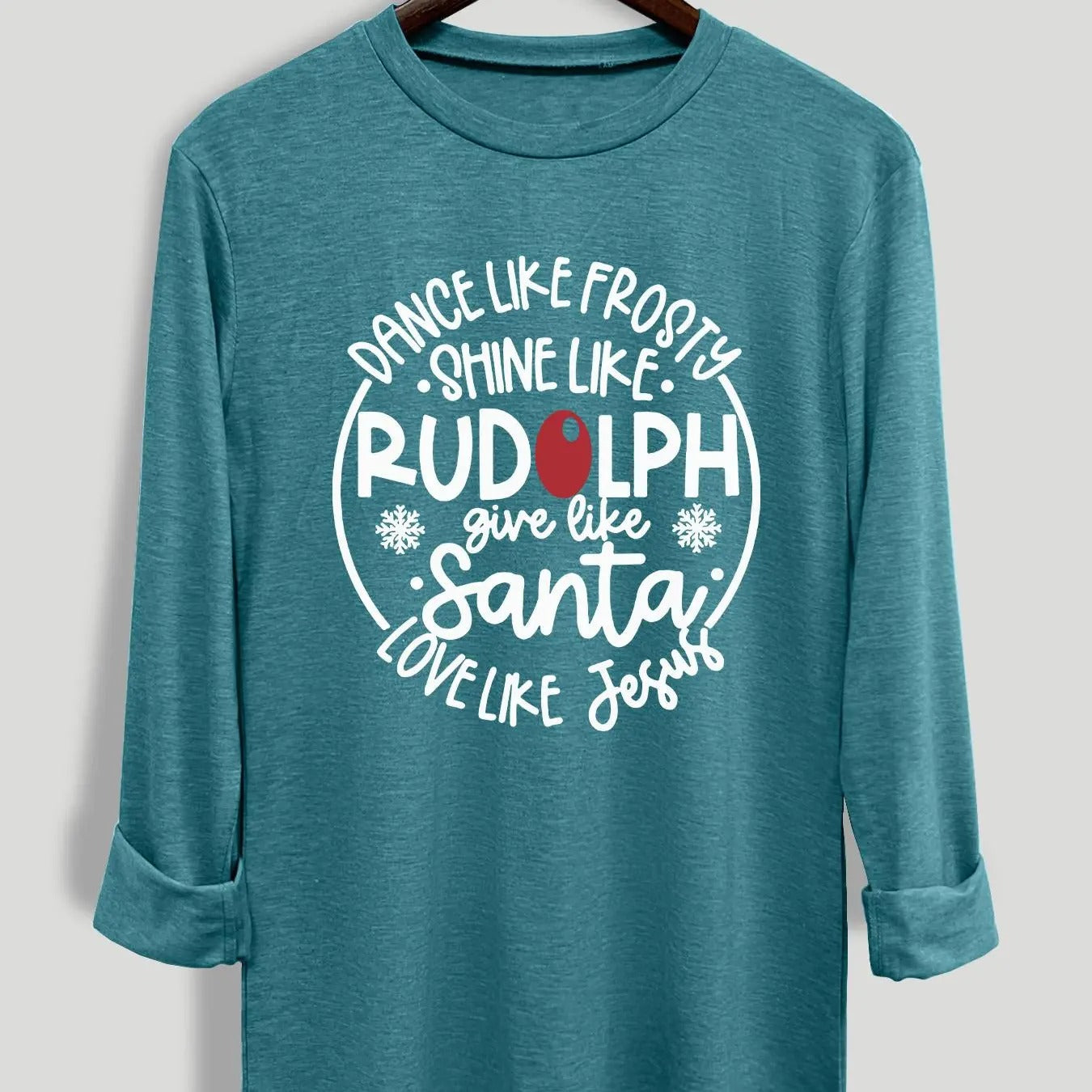 Women's Letter Print Round Neck Tee, Casual Long Sleeve Crew Neck T-shirt for Fall & Winter, Ladies Clothes for Daily Wearstyle{n002}2