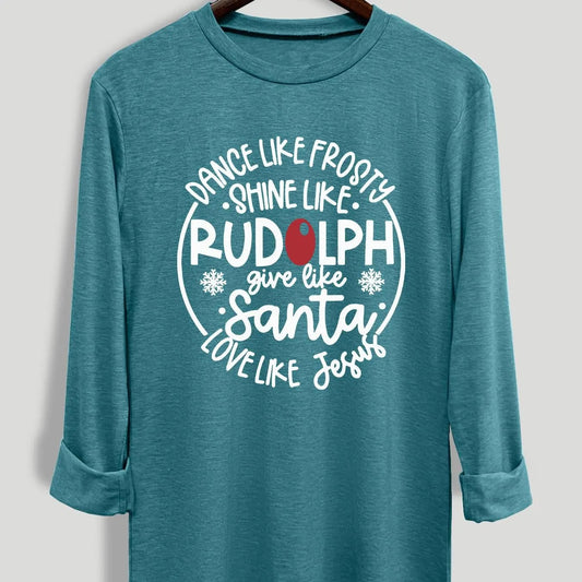 Women's Letter Print Round Neck Tee, Casual Long Sleeve Crew Neck T-shirt for Fall & Winter, Ladies Clothes for Daily Wearstyle{n002}2