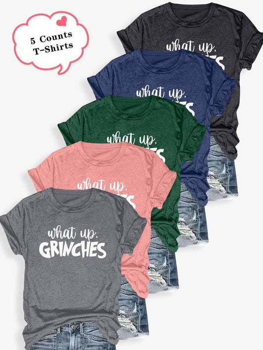 Women's Letter Print Round Neck Tee, Casual Short Sleeve Crew Neck T-shirt for Summer, Fashion Women's Top for Daily Wearstyle{n002}3