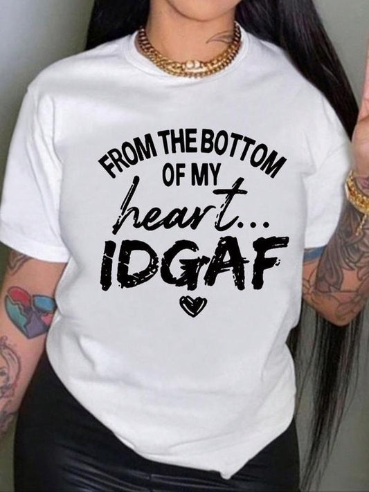 Women's Letter Print Round Neck Tee, Fashion Casual Short Sleeve T-shirt for Daily Wear, Graphic Tees, Ladies Summer Clothes