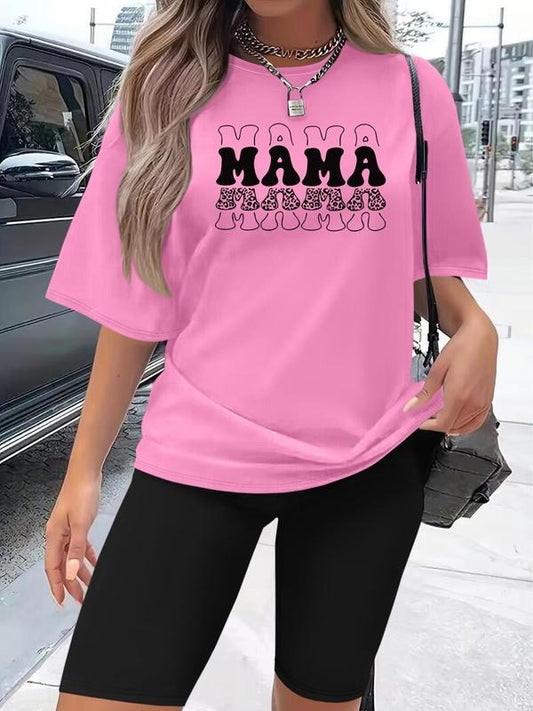 Women's Letter Print Tee & Shorts Set, Casual Short Sleeve T-shirt & Skinny Shorts, Ladies Two-piece for Daily Wear