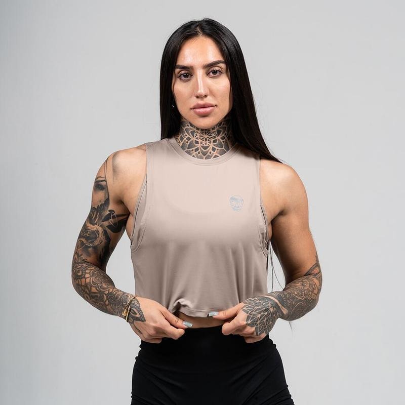 Women's Performance Tank Top - Taupe Plain Summer