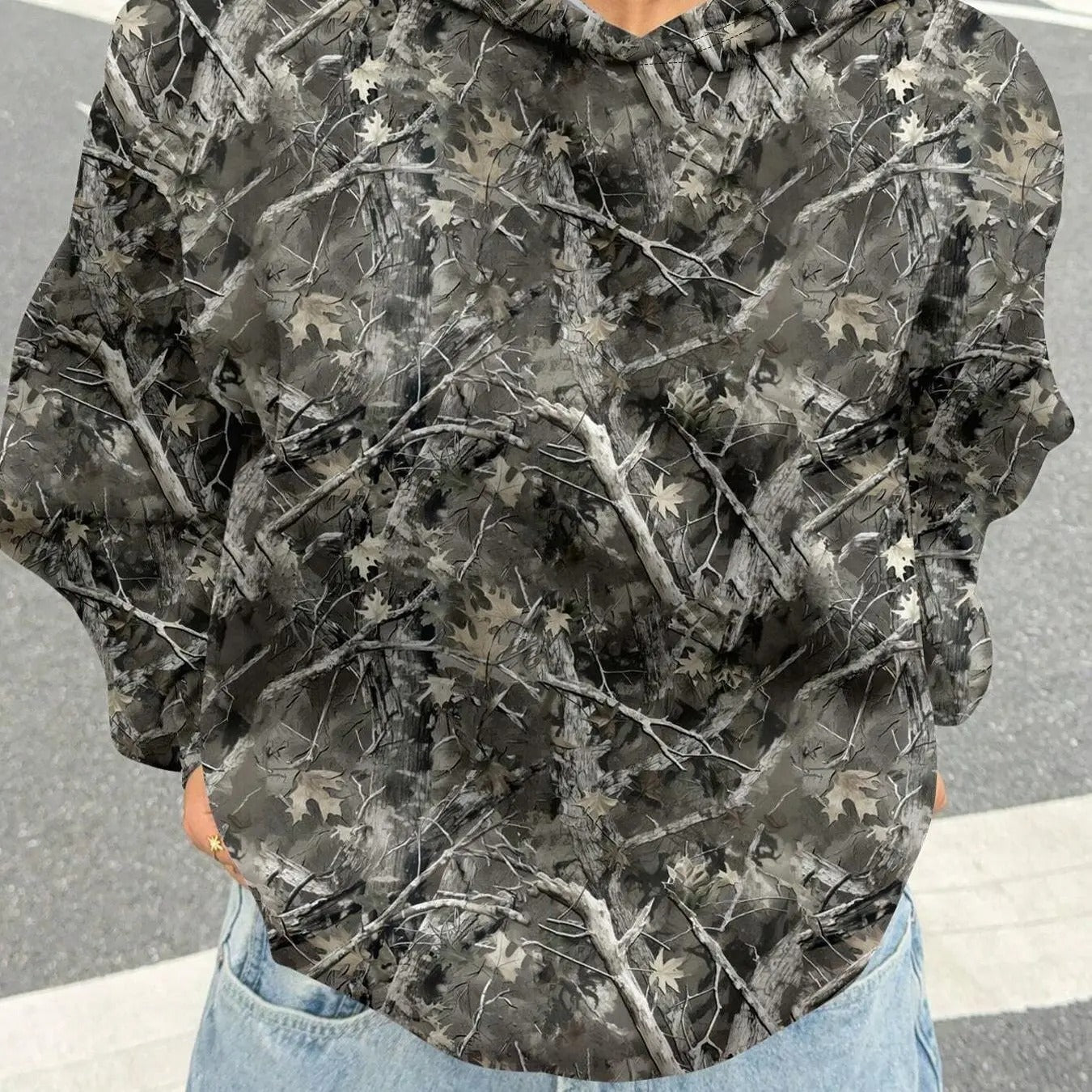 Women's Print Drop Shoulder Hoodie, Fashion Casual Long Sleeve Hooded Sweatshirt for Daily Outdoor Wear, Women Fall & Winter Clothes