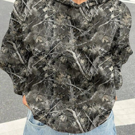 Women's Print Drop Shoulder Hoodie, Fashion Casual Long Sleeve Hooded Sweatshirt for Daily Outdoor Wear, Women Fall & Winter Clothes