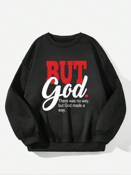 Women's Slogan Print Drop Shoulder Crewneck Graphic Sweatshirt, Trendy Street Casual Long-Sleeve Crew Neck Pullover For Daily Wear, Ladies Fall & Winter Clothes