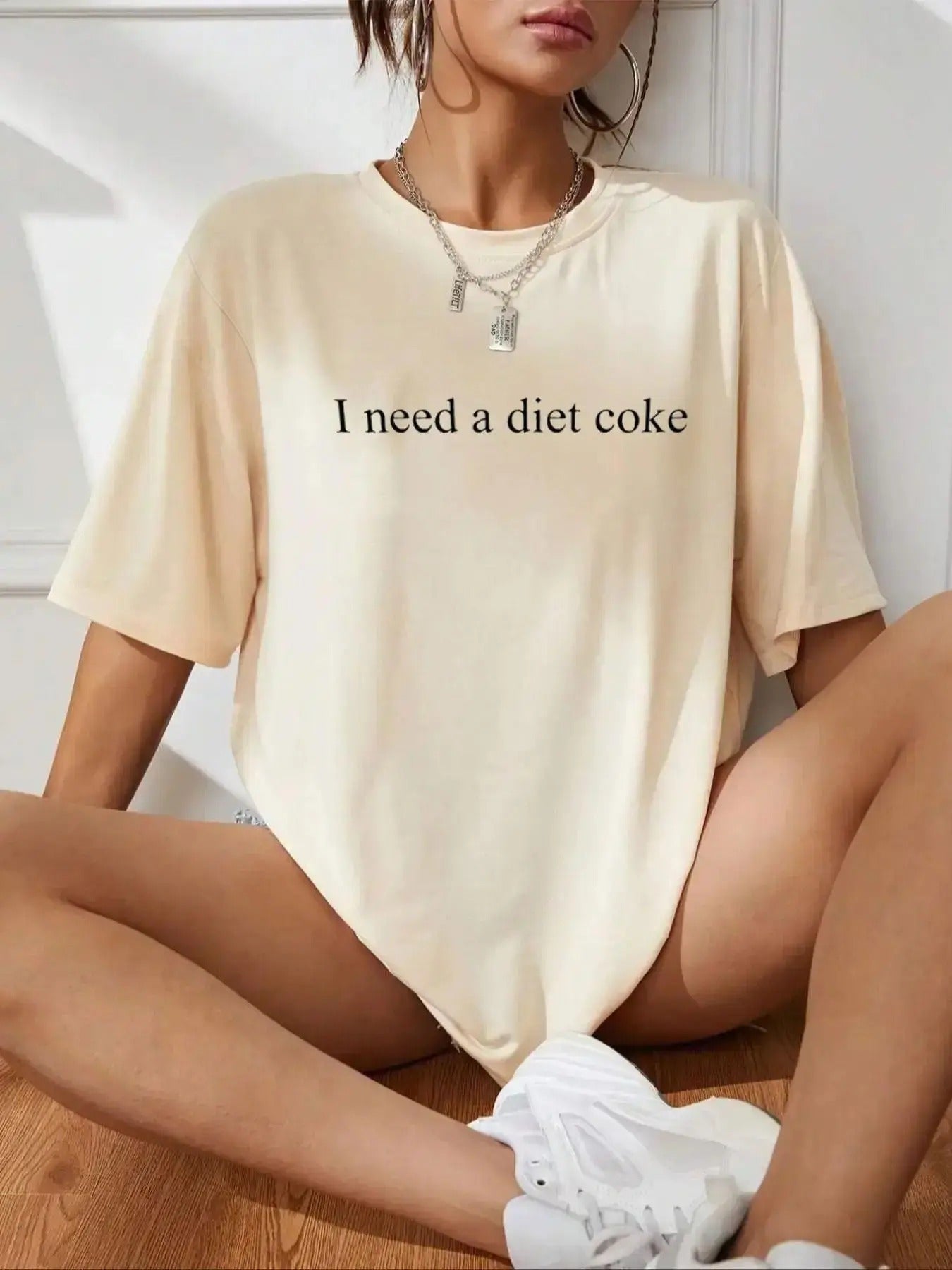 Women's Slogan Print Drop Shoulder Half Sleeve Tee, Trendy Casual Round Neck Graphic T-shirt for Daily Wear, Ladies Summer Outfit