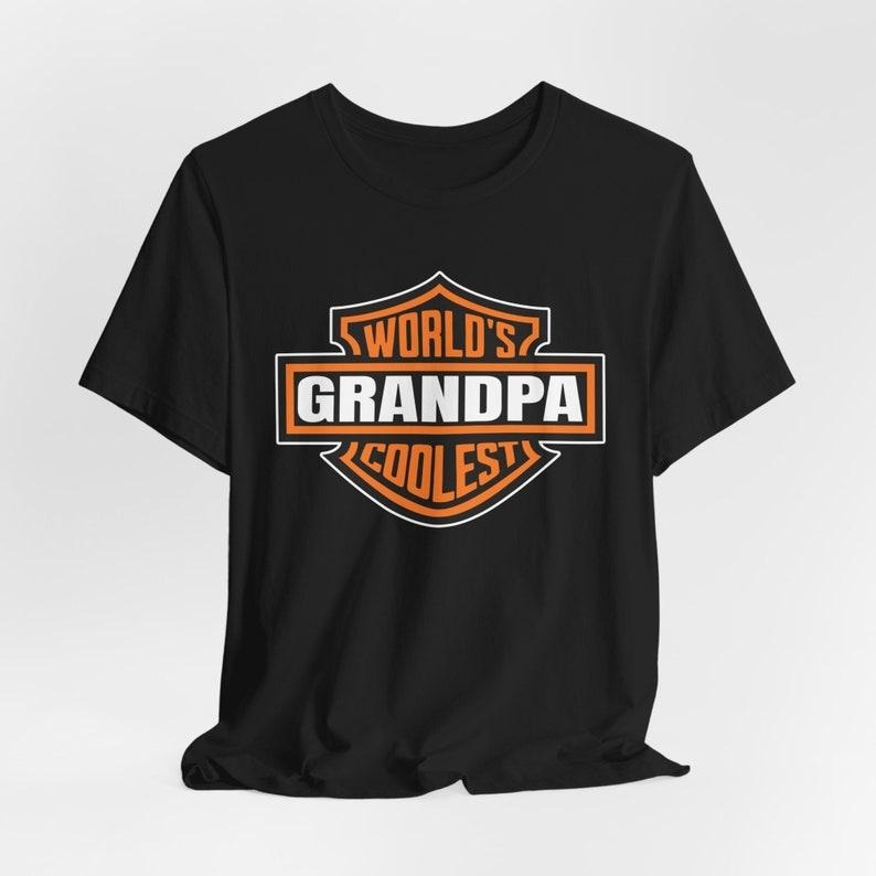 World's Coolest Grandpa Shirt New Grandpa Announcement Tee Motorcycle Grandpa Gift Funny Father's Day & Christmas Gift for Cool Grandpa Womenswear