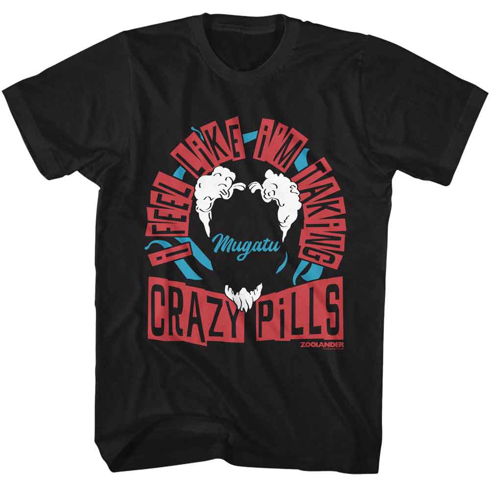 Zoolander - Crazy Pills - American Classics - Black Solid Adult Short Sleeve T-Shirt