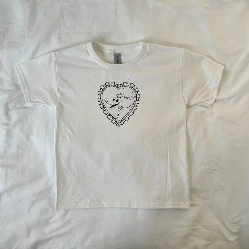 Zero Dog Baby Tee, Ghost dog, Pumpkin Nose Fraken, Halloween, Spooky Season, vintage, 90s, sally, Jack Skellington, Tim Burtonstyle{n002}3