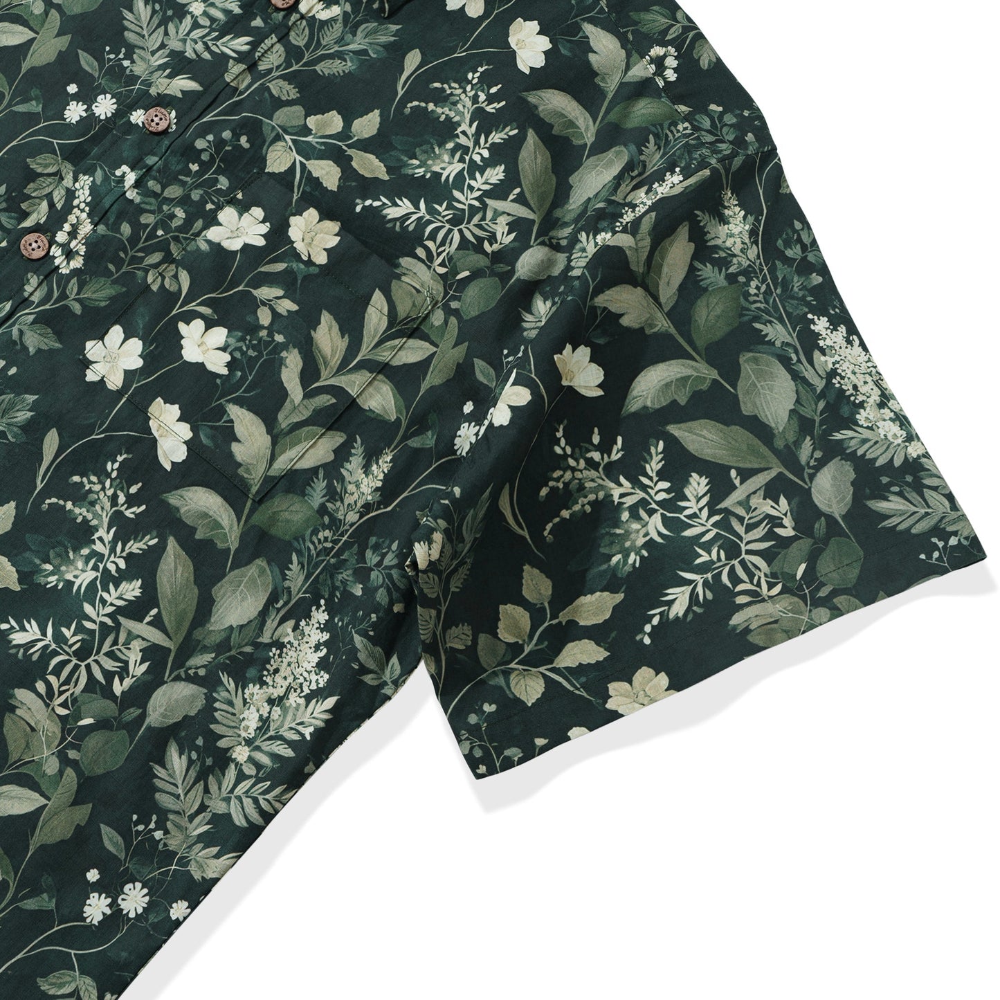 1950s Green Hawaiian Shirt For Men 100% Cotton Button-down Short Sleeve Tropical Shirt