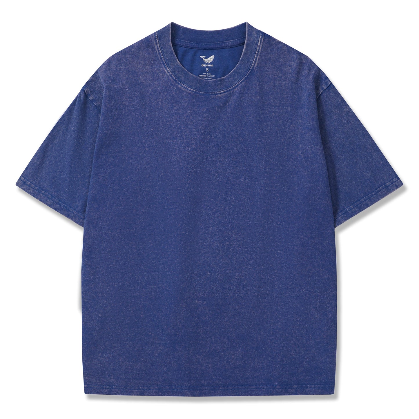 Hawaiian Tee For Men Crew Neck 100% Cotton Vintage Washed T-Shirt - Blue