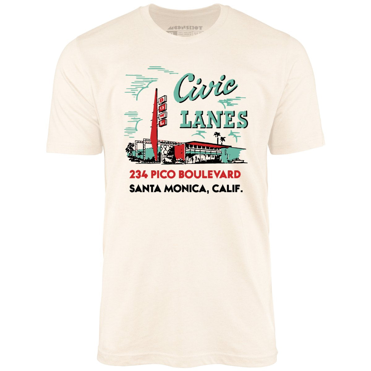 Civic Lanes - Santa Monica, CA - Vintage Bowling Alley - Unisex T-Shirt