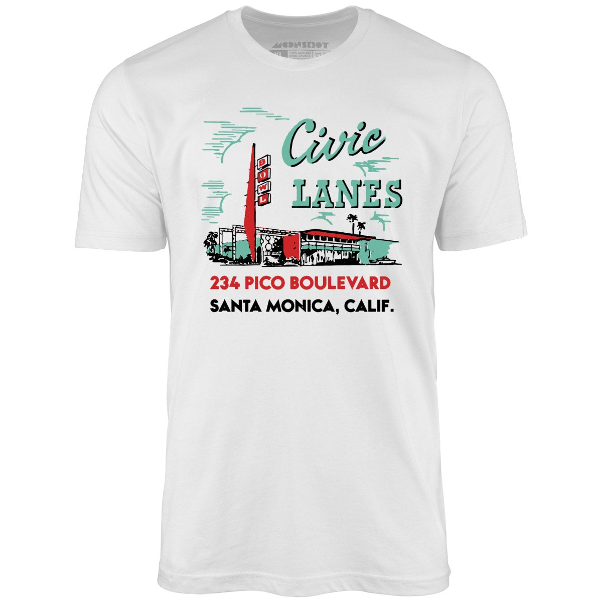 Civic Lanes - Santa Monica, CA - Vintage Bowling Alley - Unisex T-Shirt