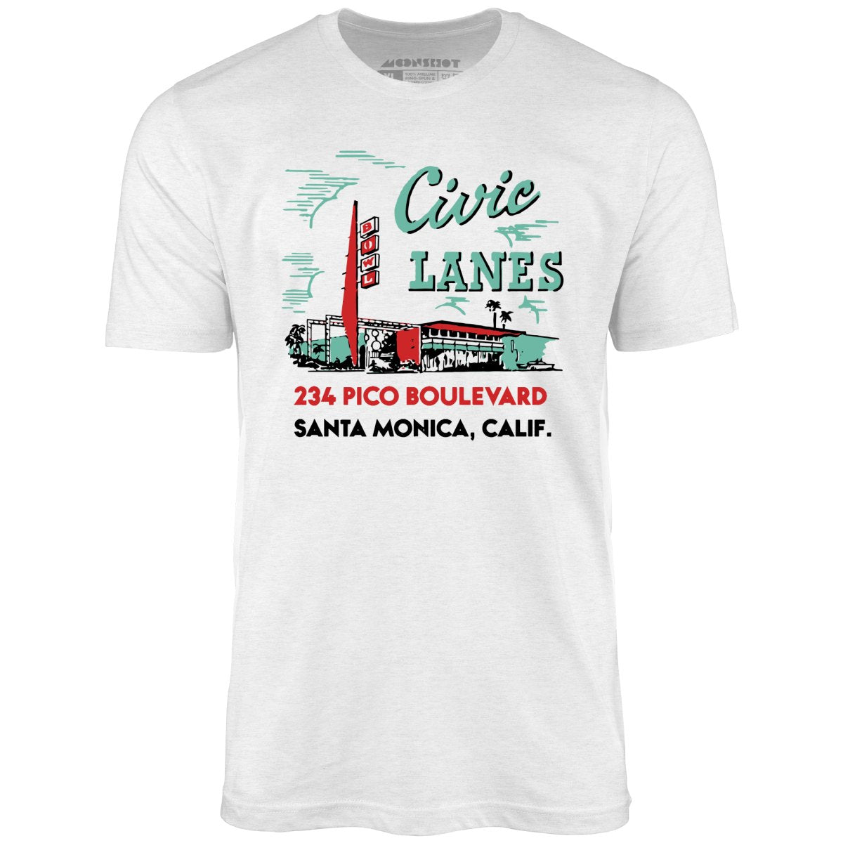 Civic Lanes - Santa Monica, CA - Vintage Bowling Alley - Unisex T-Shirt