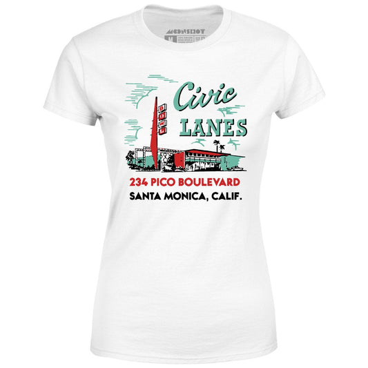 Civic Lanes - Santa Monica, CA - Vintage Bowling Alley - Women's T-Shirt