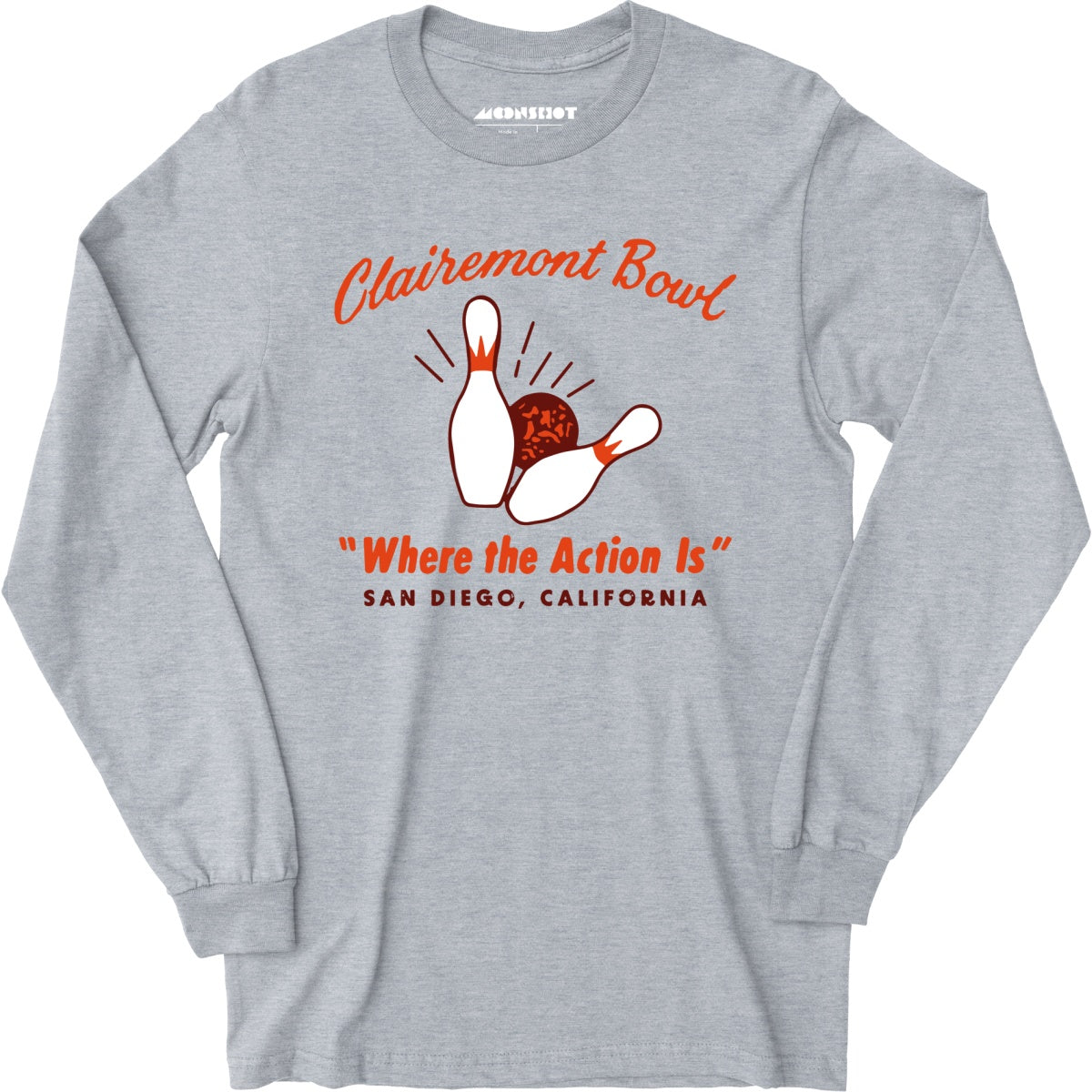 Clairemont Bowl - San Diego, CA - Vintage Bowling Alley - Long Sleeve T-Shirt