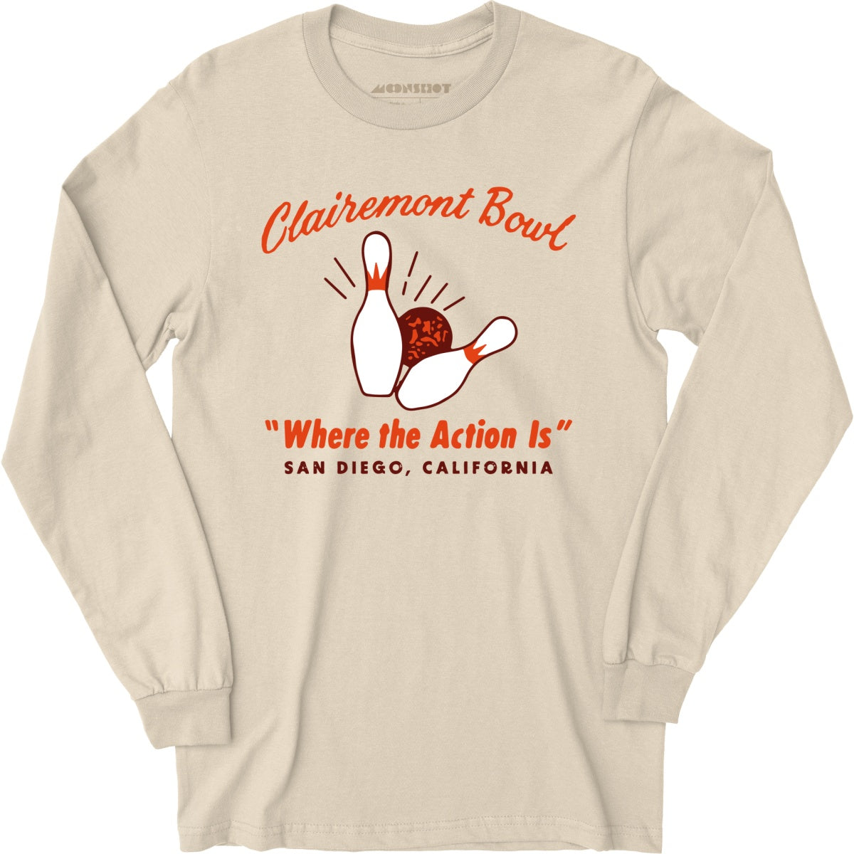 Clairemont Bowl - San Diego, CA - Vintage Bowling Alley - Long Sleeve T-Shirt