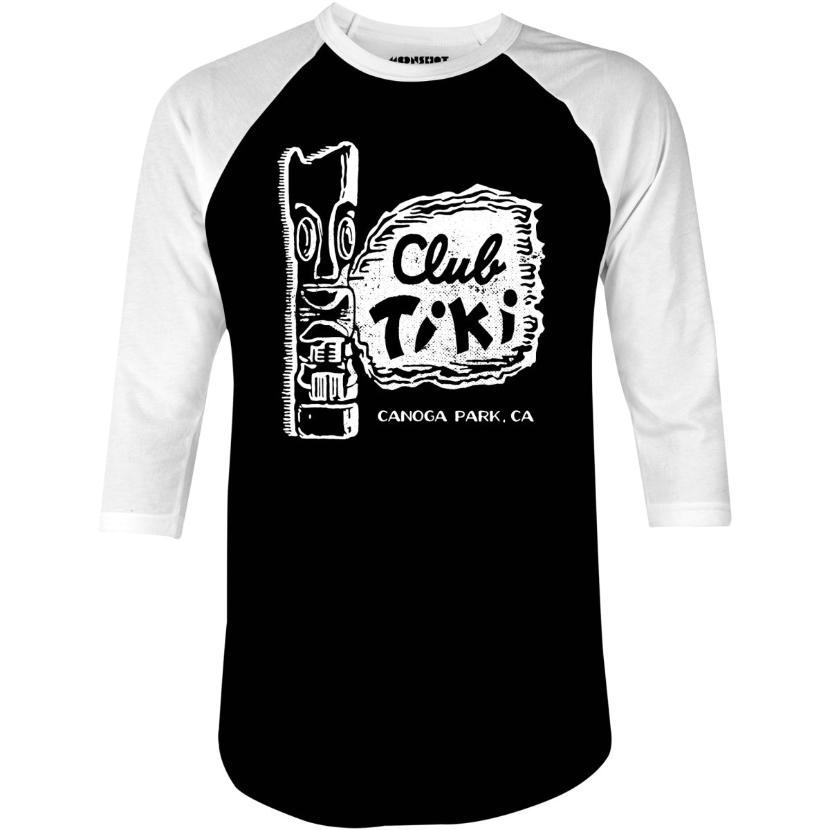 Club Tiki - Canoga Park, CA - Vintage Tiki Bar - 3/4 Sleeve Raglan T-Shirt