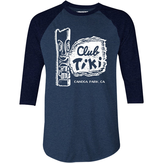 Club Tiki - Canoga Park, CA - Vintage Tiki Bar - 3/4 Sleeve Raglan T-Shirt