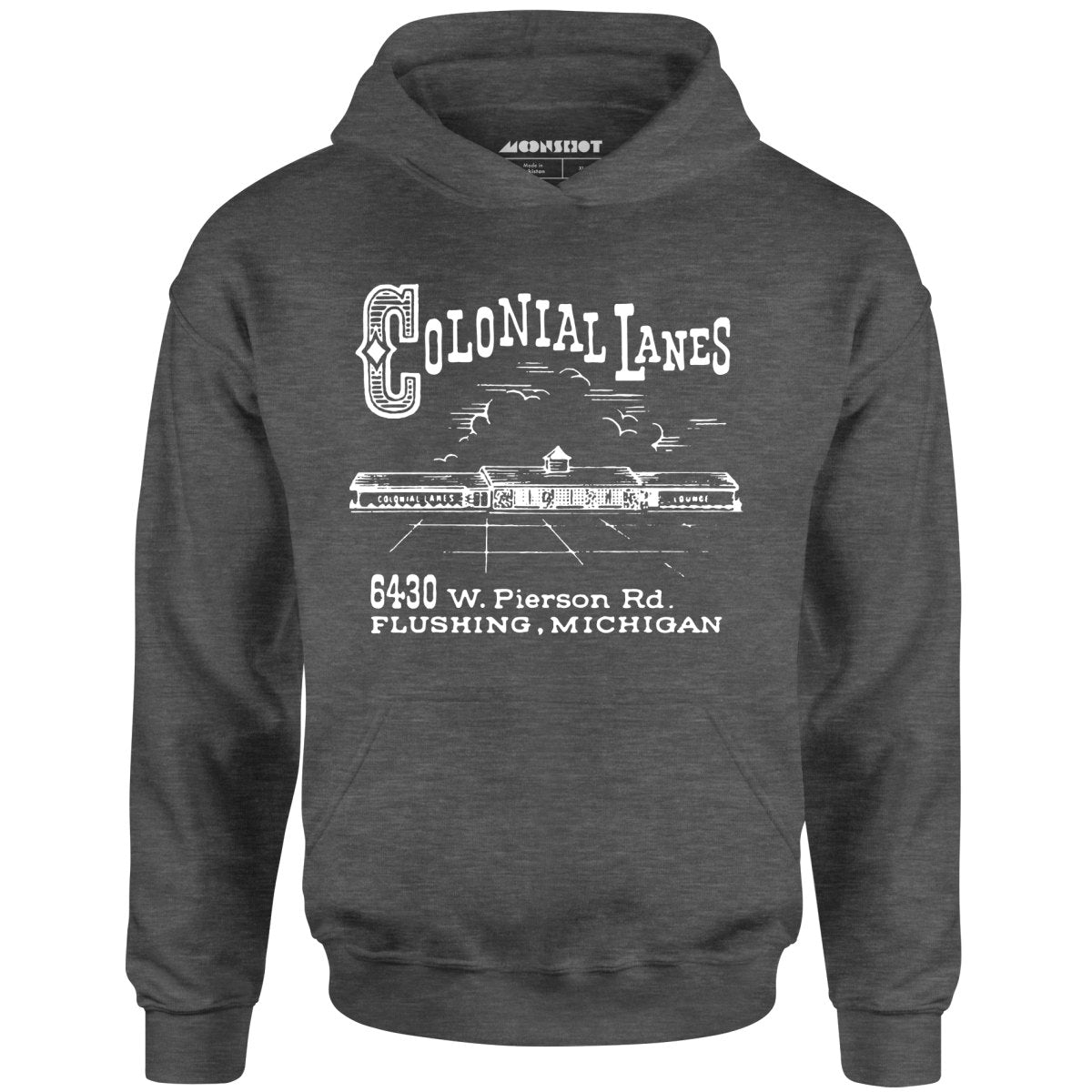 Colonial Lanes - Flushing, MI - Vintage Bowling Alley - Unisex Hoodie
