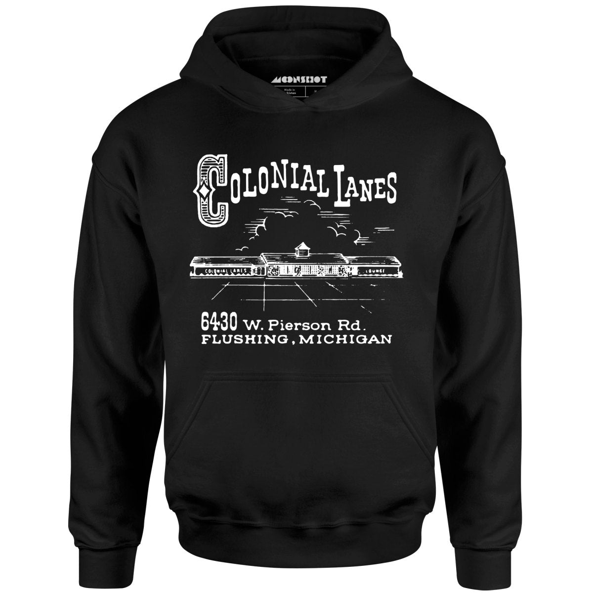 Colonial Lanes - Flushing, MI - Vintage Bowling Alley - Unisex Hoodie