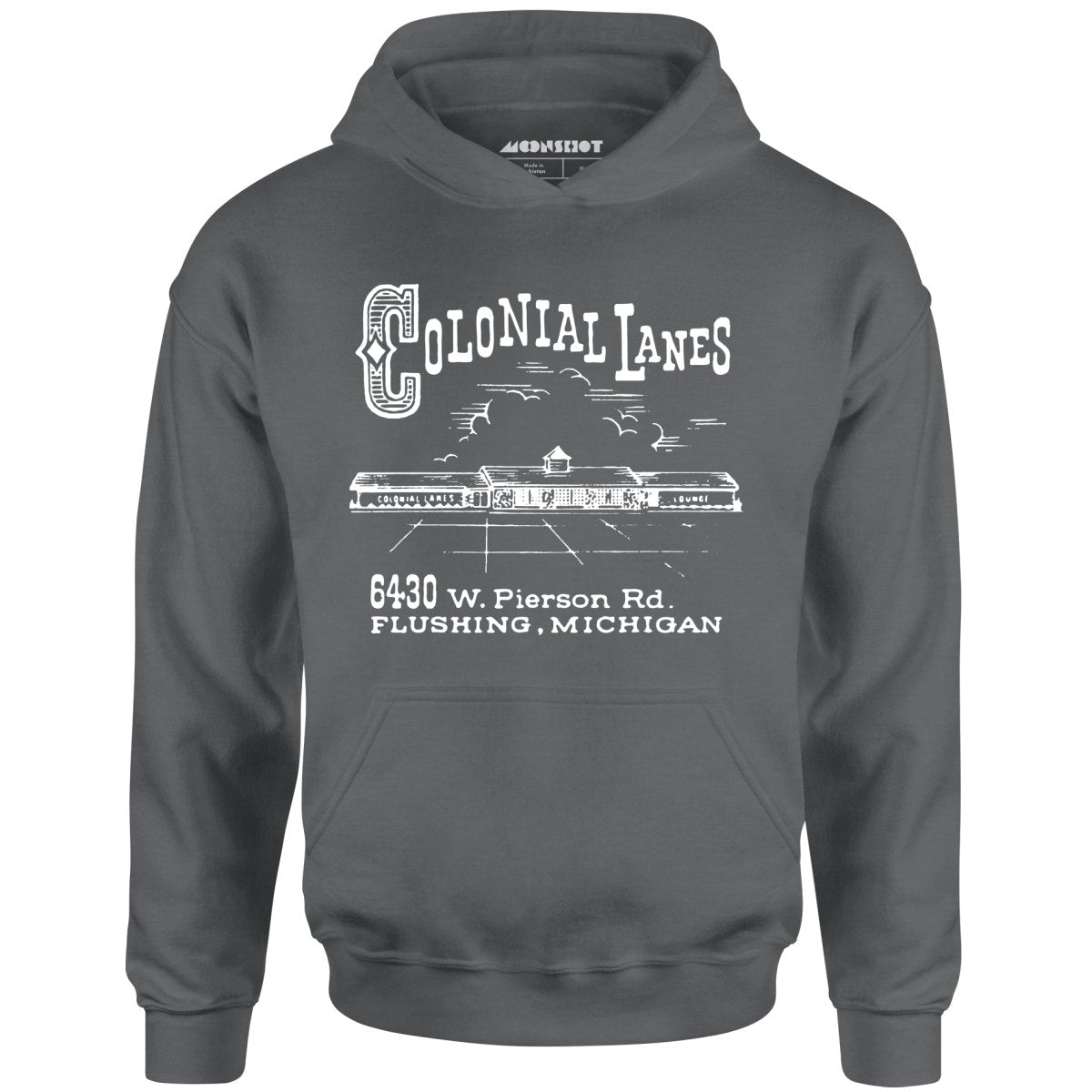 Colonial Lanes - Flushing, MI - Vintage Bowling Alley - Unisex Hoodie