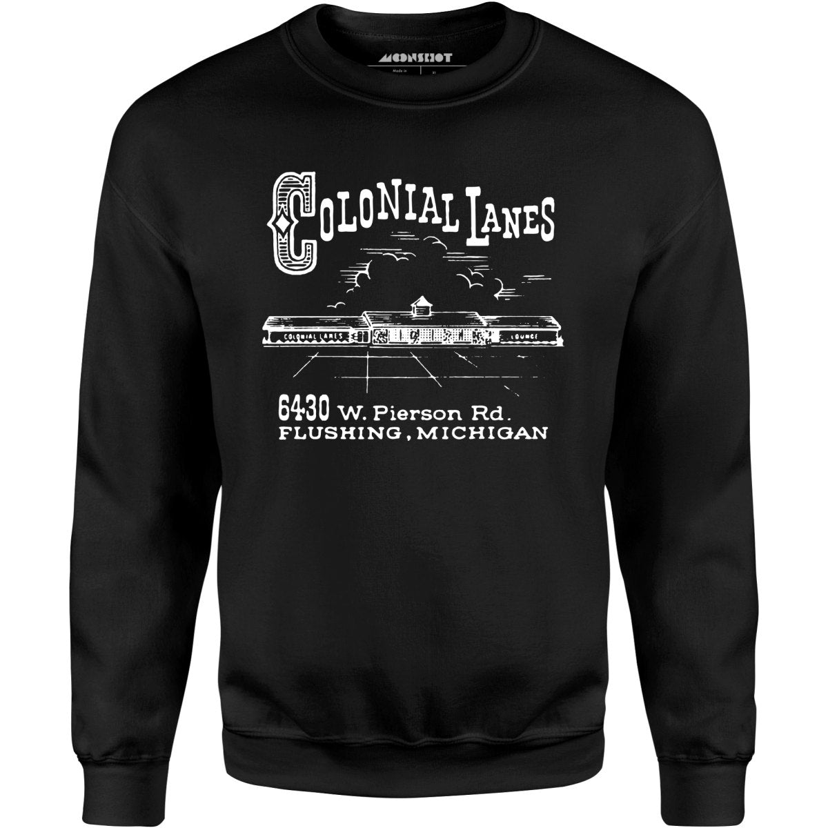 Colonial Lanes - Flushing, MI - Vintage Bowling Alley - Unisex Sweatshirt