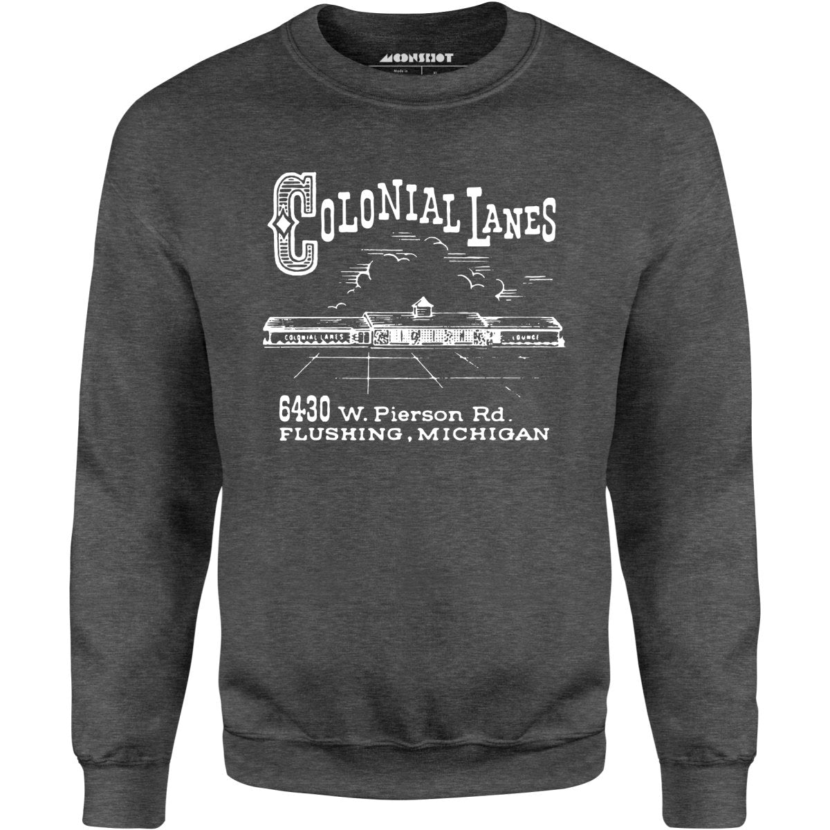 Colonial Lanes - Flushing, MI - Vintage Bowling Alley - Unisex Sweatshirt