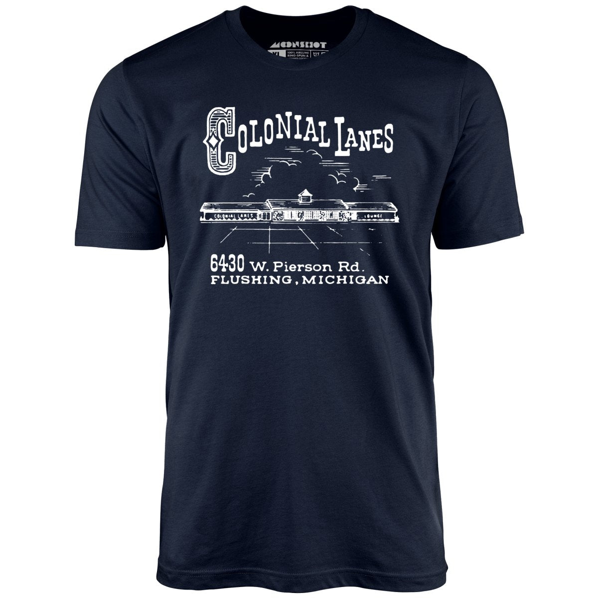 Colonial Lanes - Flushing, MI - Vintage Bowling Alley - Unisex T-Shirt