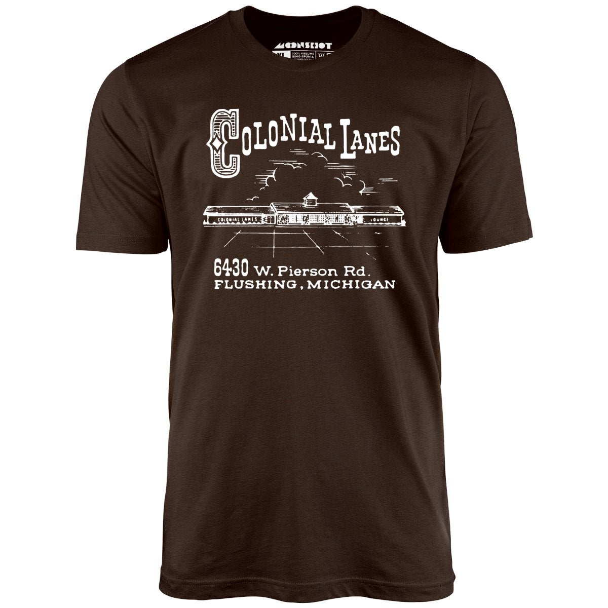 Colonial Lanes - Flushing, MI - Vintage Bowling Alley - Unisex T-Shirt