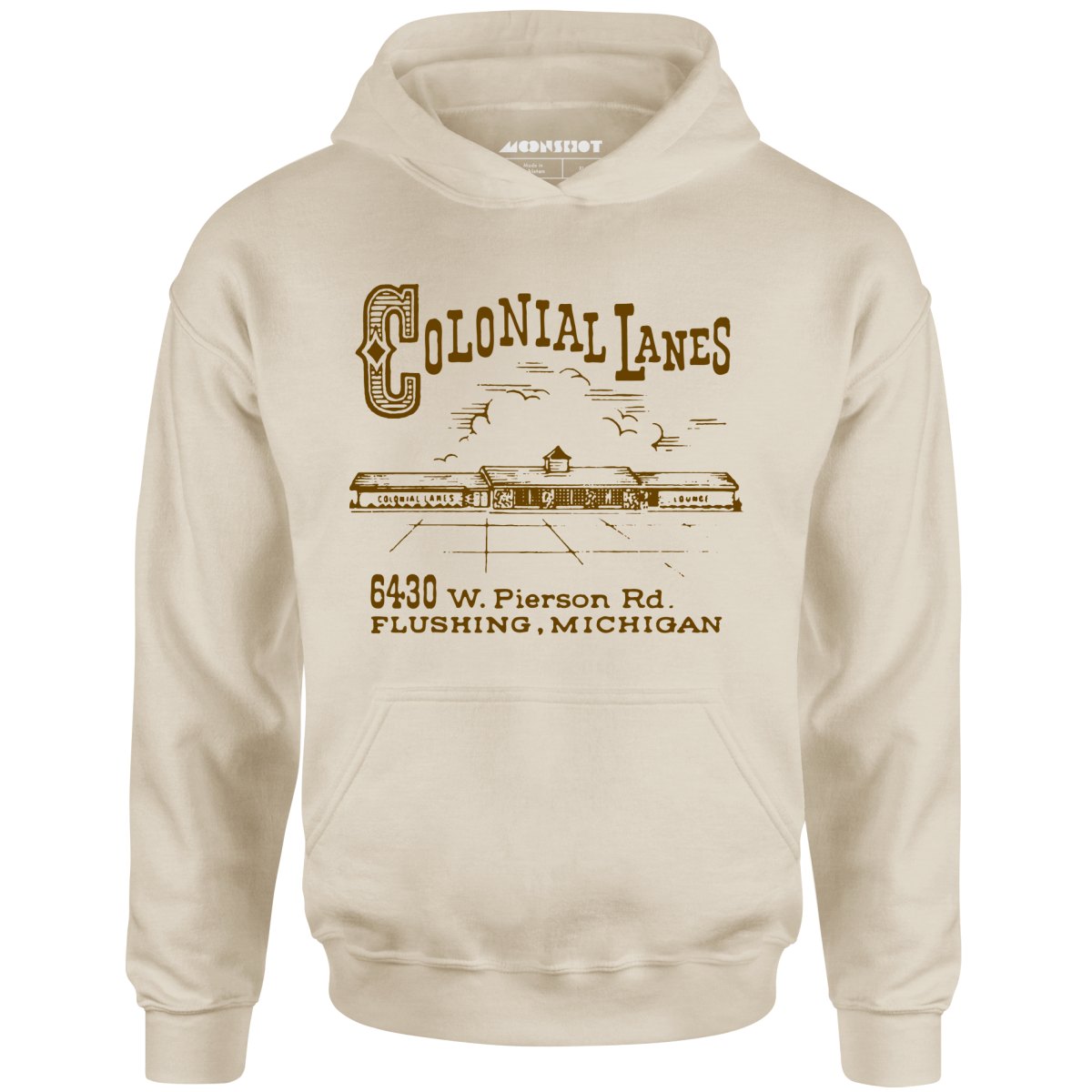 Colonial Lanes - Flushing, MI - Vintage Bowling Alley - Unisex Hoodie