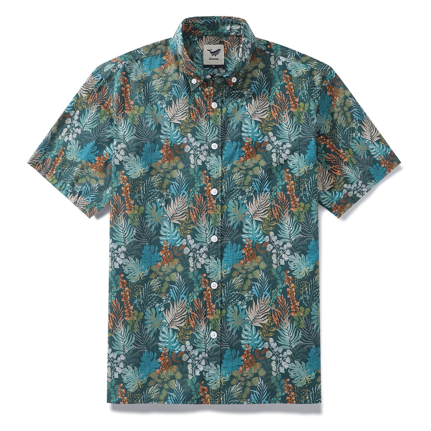 1930s Green Hawaiian Shirt For Men Tropical Emerald Leaves Aloha Shirt Short Sleeve Button Down Shirt
