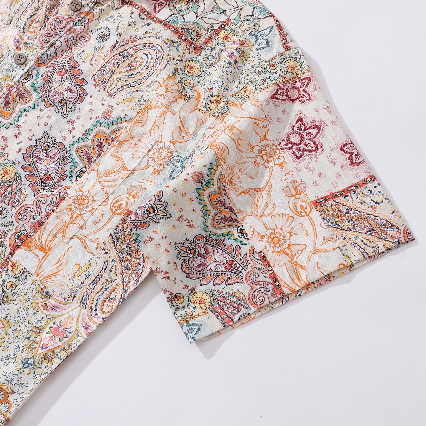 1950s Hawaiian Shirt For Men Poetic Patchwork Button-down Shirt Short Sleeve 100% Cotton Aloha Shirt