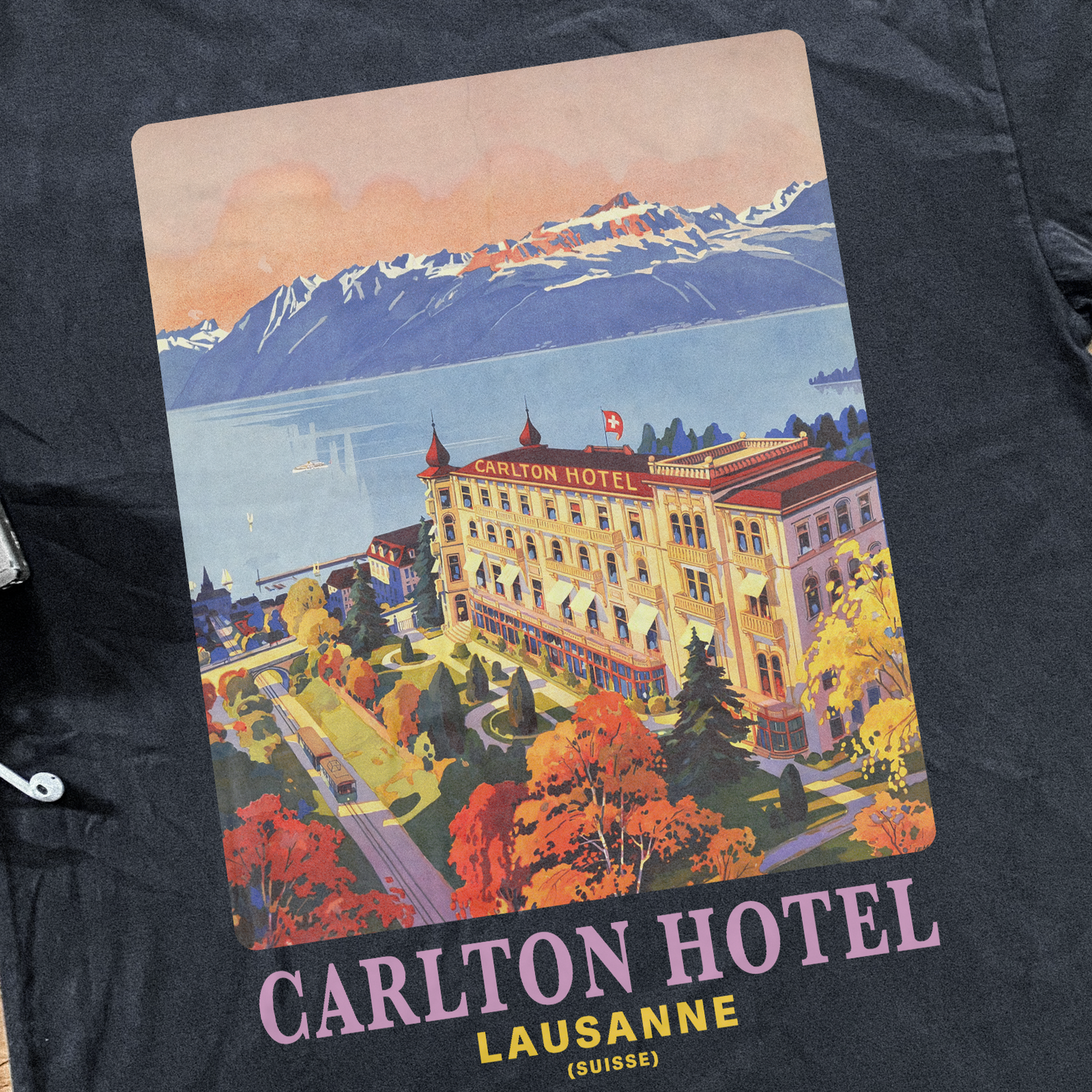 LAUSSANE 'CARLTON HOTEL'  HEAVYWEIGHT BLACK T-SHIRT