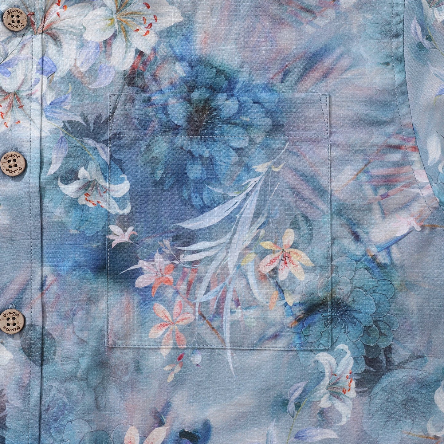 1950s Hawaiian Shirt For Men Floral Button-down Shirt Short Sleeve 100% Cotton Shirt Floral Whispers In The Mist