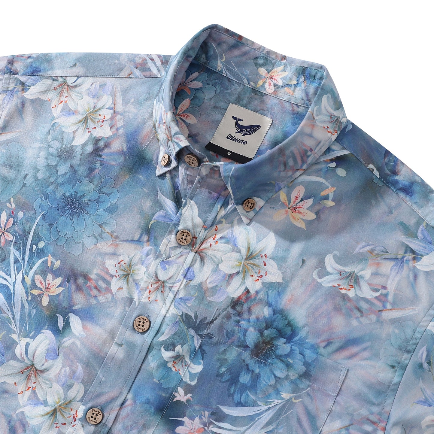 1950s Hawaiian Shirt For Men Floral Button-down Shirt Short Sleeve 100% Cotton Shirt Floral Whispers In The Mist