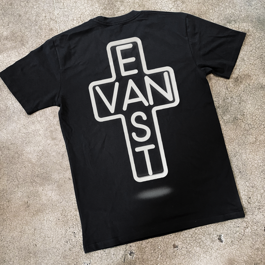 'EAST VAN' CROSS HEAVYWEIGHT BLACK T-SHIRT