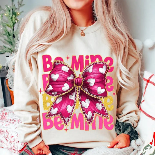 Pink Valentine Coquette Heart T-Shirt/sweatshirt/hoodie, Be Mine tshirt, Valentine's Day Coquette sweatshirt, Glitter Valentine hoodie, XoXo tshirt, Valentine Shirt